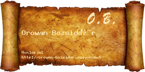 Orowan Bozsidár névjegykártya